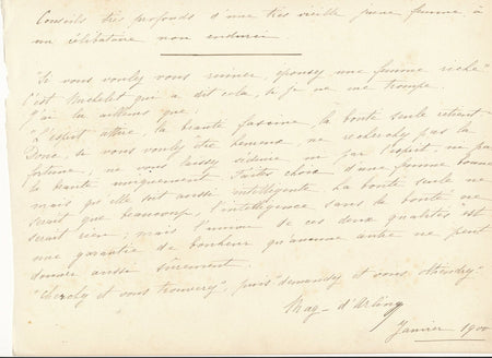 Mag d Arling manuscrit autographe signé sur célibataire non endurci !