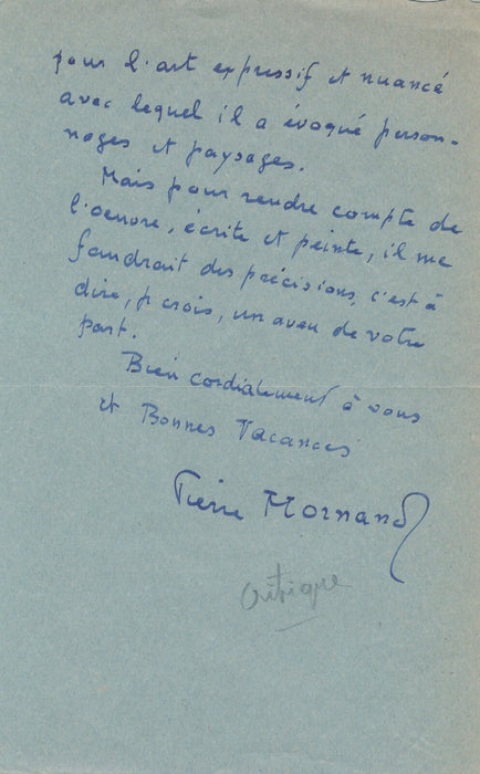 3 lettres autographes signées Pierre MORNAND critique d'art Daniel Girard