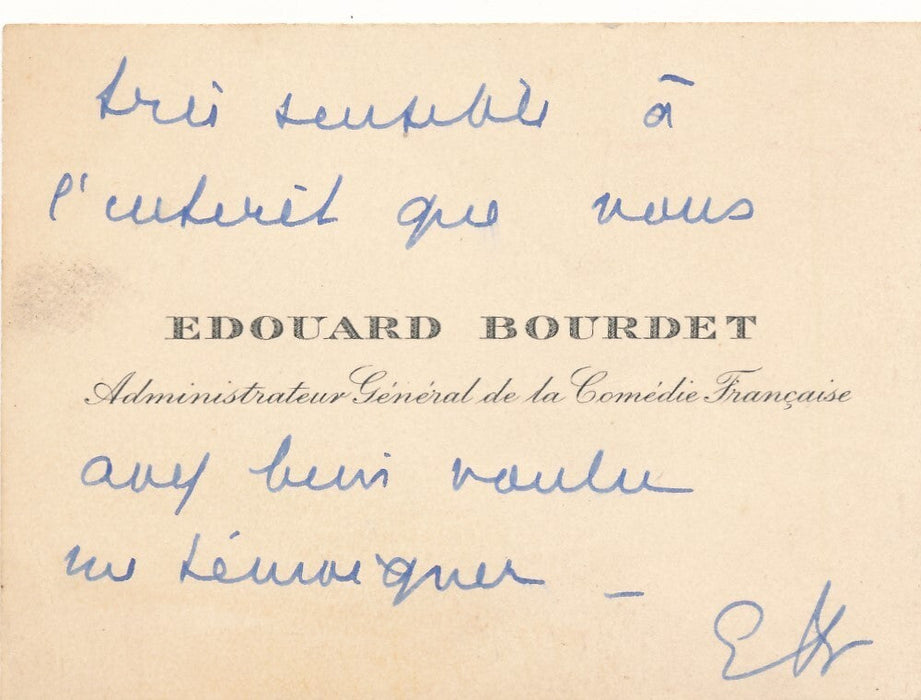 théâtre Edouard BOURDET lettre et carte autographe à Maurice Rostand