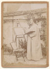 Femme peintre dans jardin albumine photo photographie chevalet