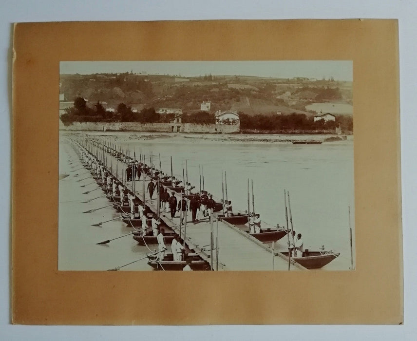 photo Estressin Manœuvres Rhône pontage 1899 albumine époque armée