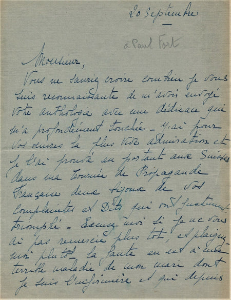 Théâtre Véra SERGINE actrice, Paul FORT Pierre Renoir lettre autographe signée