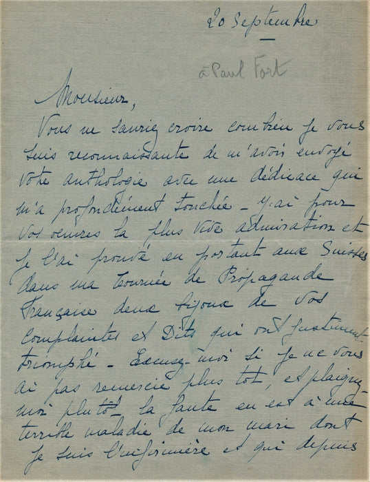 Théâtre Véra SERGINE actrice, Paul FORT Pierre Renoir lettre autographe signée