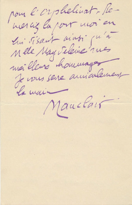 Camille MAUCLAIR lettre autographe signée sur étude STEINLEIN 1927