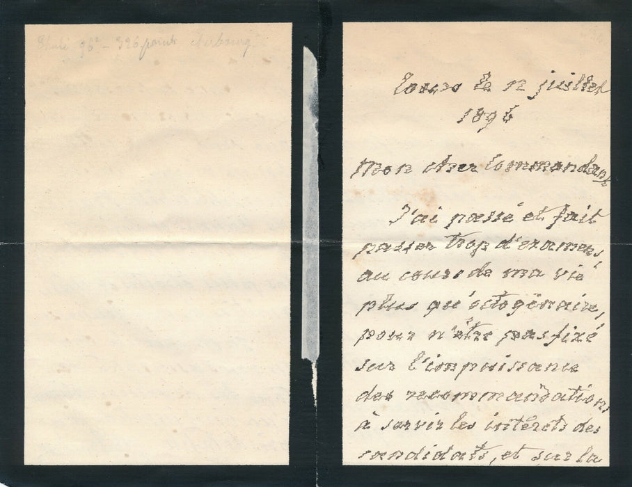 Militaire Louis Jules TROCHU lettre autographe signée Commandant Pradier 1896