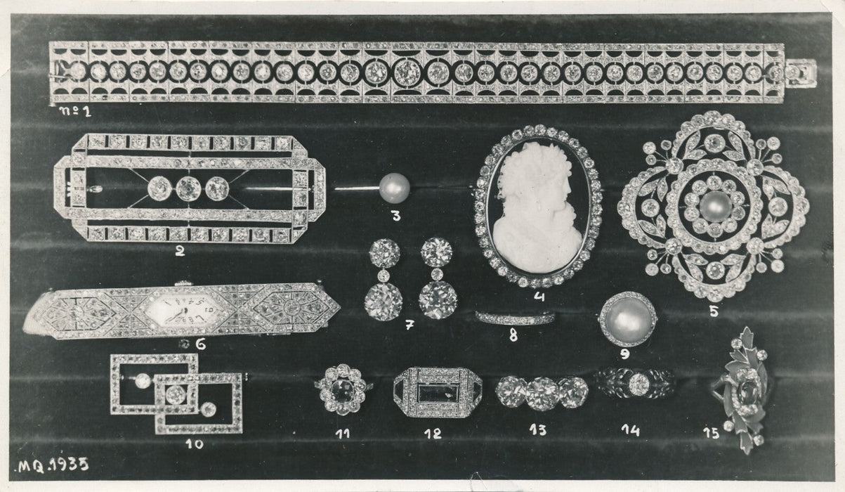 Bijoux diamants colliers art déco photo photographie 2 tirages argentique époque