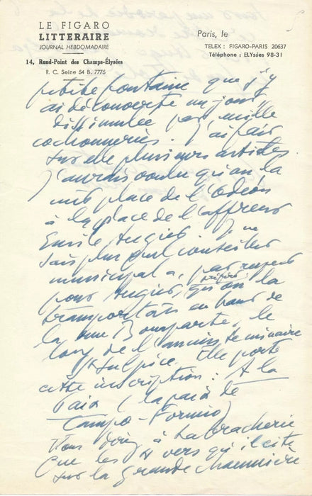 Ensemble 5 lettres autographes signées André BILLY bibliophilie Céline Lothe