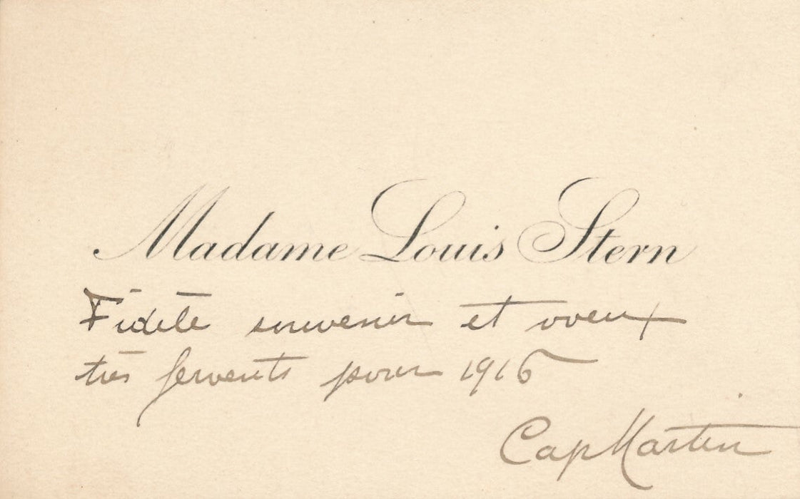 Ernesta STERN femme lettres mécène épouse Louis Sterne carte autographe salon