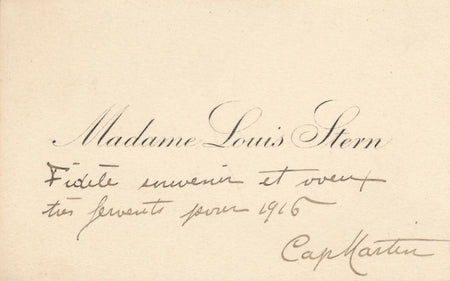 Ernesta STERN femme lettres mécène épouse Louis Sterne carte autographe salon