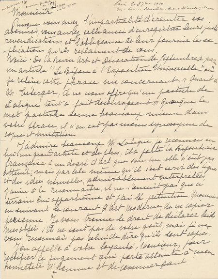 Henri TÉTERGER joaillier polémique Léonce Bénédite bijoux 1900 3 lettres