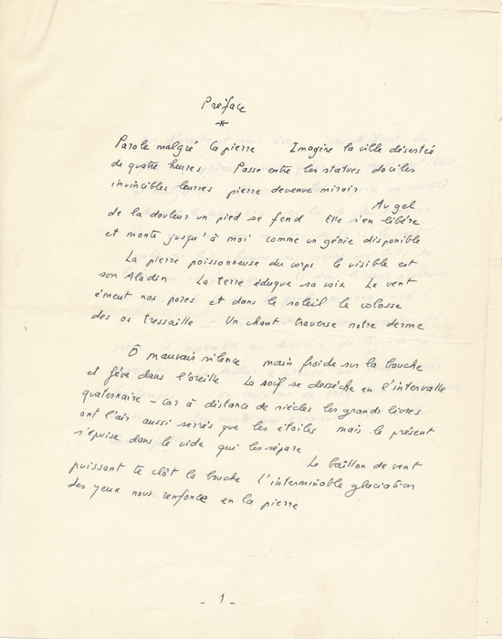 Michel DEGUY 4 poèmes autographes signés et version dactylographié