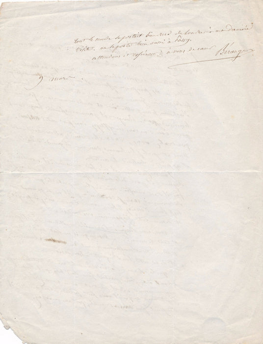 Chanson Pierre Jean Béranger lettre autographe signée 1848 révolution