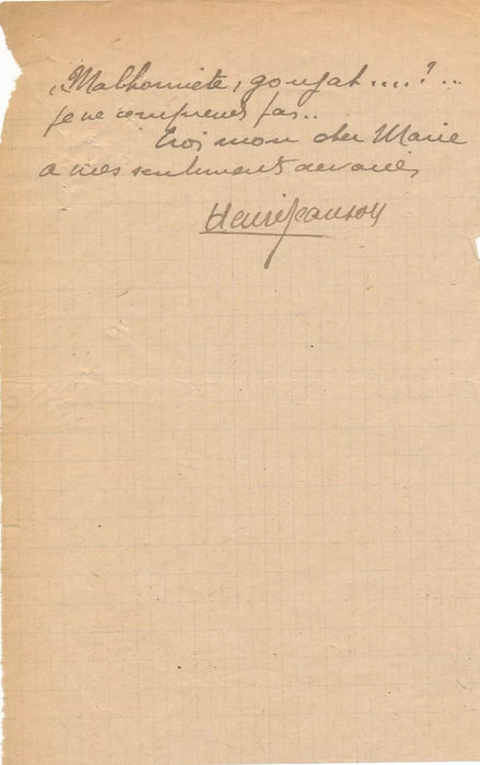 intéressant ensemble autographe Henri JEANSON 2 lettres 1 billet 1 télégramme