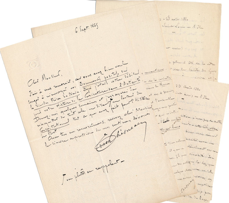 Ernest CHESNEAU 9 lettres autographes à CHAMPFLEURY Leech Delacroix Régnier