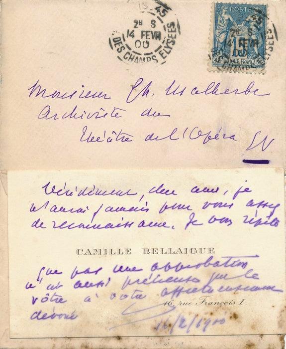 Musique Camille BELLAIGUE belle correspondance 21 lettres autographes signée