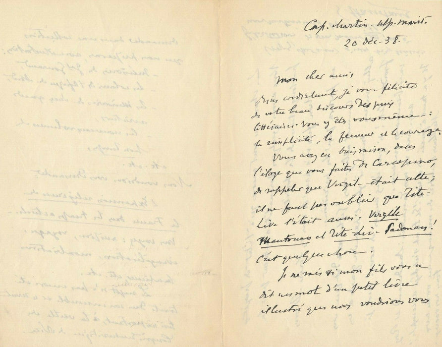 Gabriel HANOTAUX lettre autographe signée Virgile Tite Live sont des celtes !