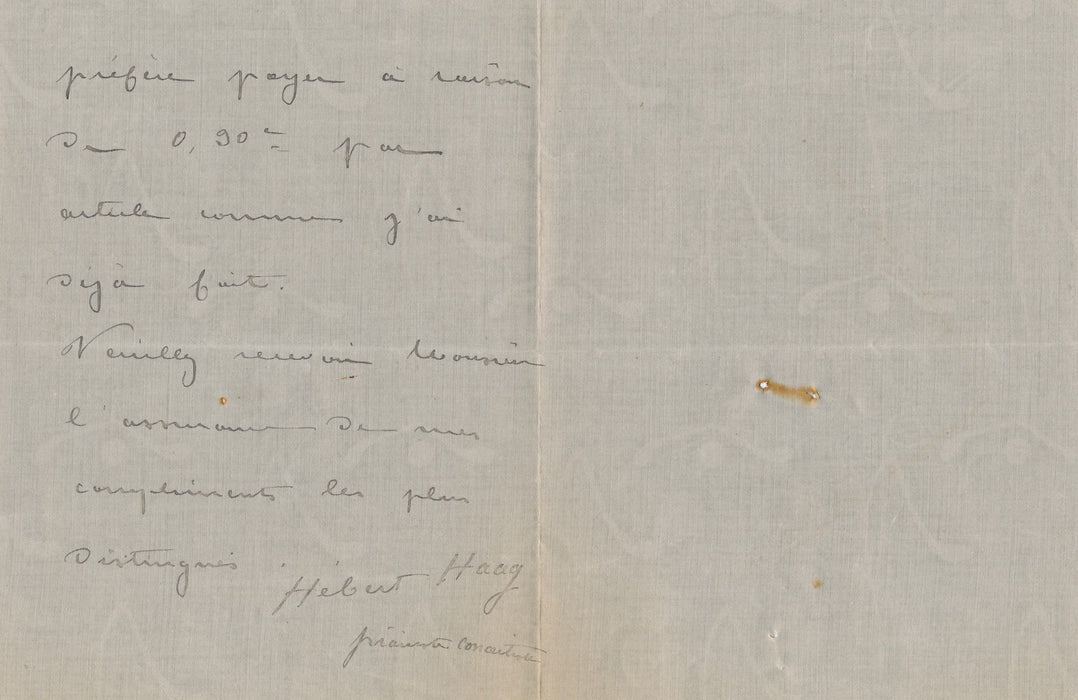 HÉBERT HAAG XIXe XXe siècles pianiste concertiste piano lettre autographe signée