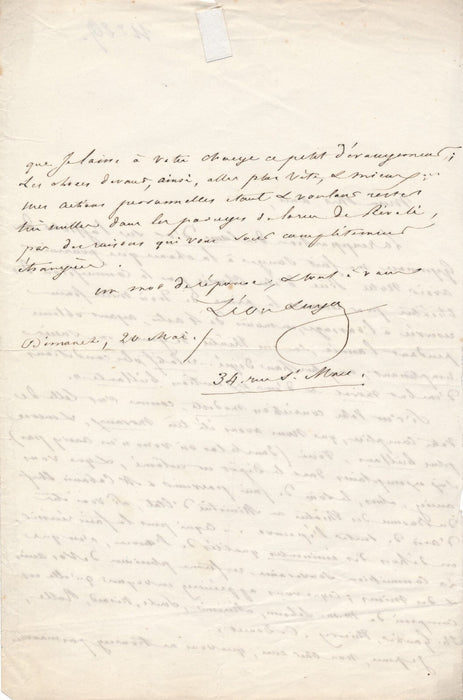 Léon LAYA théâtre Cœurs d’or lettre autographe signée Jules de PRÉMARAY