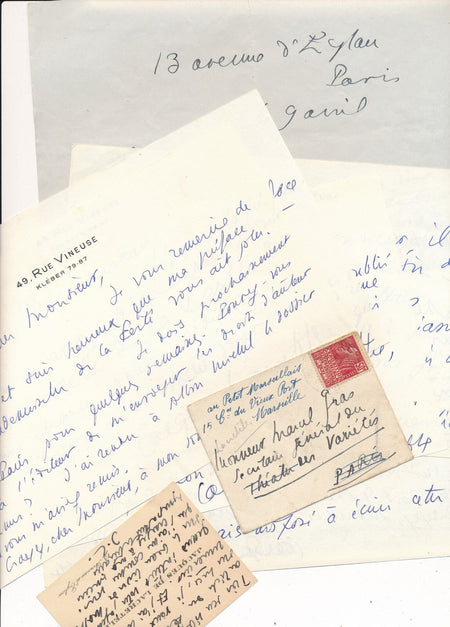 Jacques de Lacretelle 6 lettres autographes signées et 1 carte son travail
