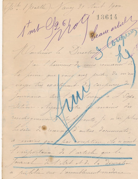 Sur le peintre Antoine Vollon lettre autographe signée Signature non identifiée