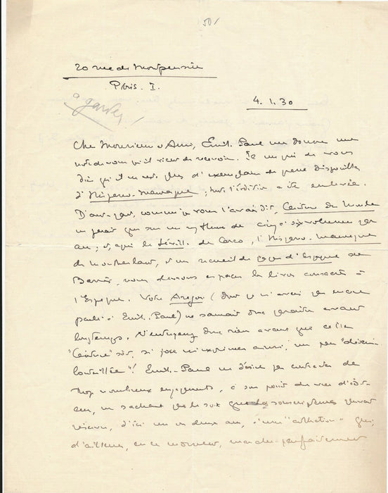 VAUDOYER lettre autographe signée éditions Emile Paul Espagne Aragon 1930 