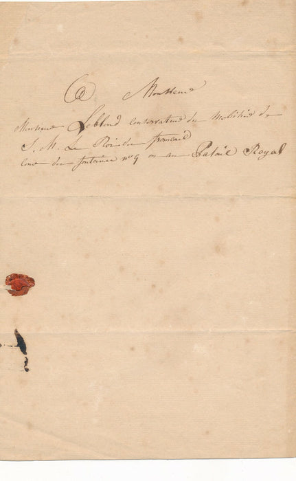 peintre Louise HERSENT lettre autographe Mobilier Royal comtesse Ménibus 1832