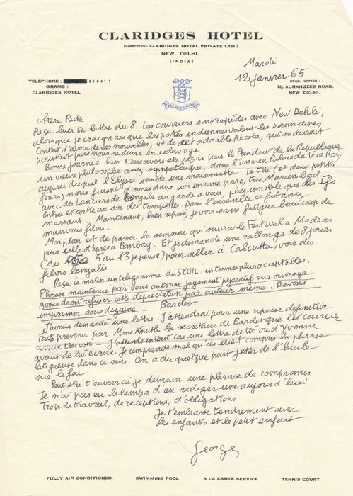 Georges SADOUL son travail ses voyages en Inde son amour pour sa femme 5 lettres