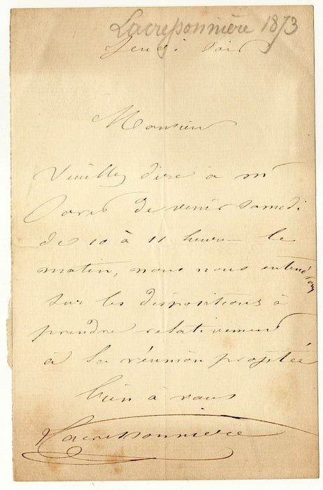 LACRESSONNIÈRE (1819-1893), comédien théâtre lettre autographe signée et billet