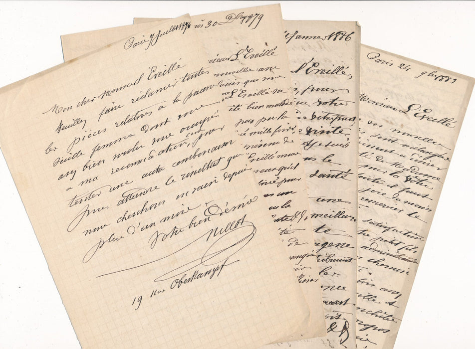 MILLOT, 19 rue Oberkampf 8 lettres à Étienne L’ÉVEILLÉ LEVEILLE petit-fils
