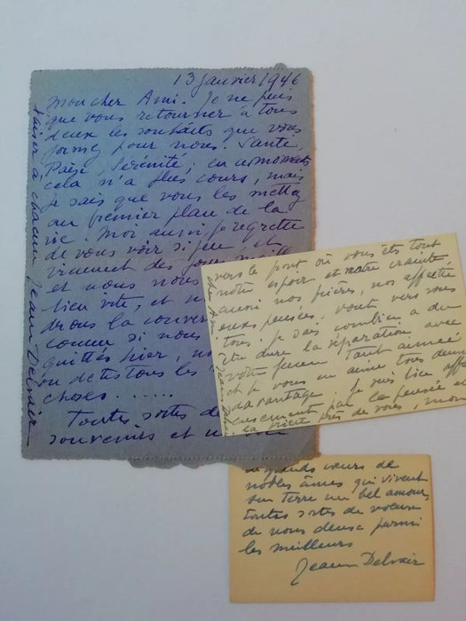 Jeanne DELVAIR comédienne 4 lettres à Paul-Courant ET  lettre père Carré