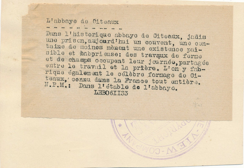 Religion Cîteau abbaye religion 2 photographie argentiques époque travail