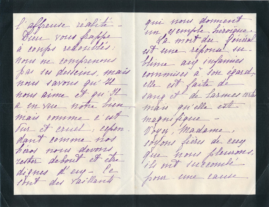 militaire Iere guerre mondiale général Ganeval décès polémique 2 lettres carte