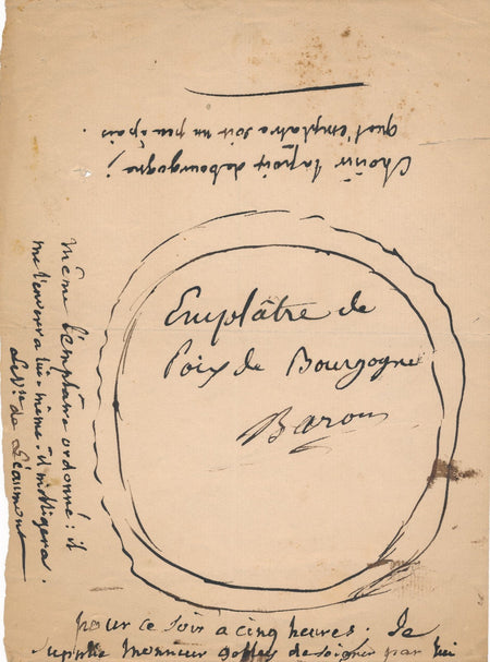 médecine ordonnance signée 1849 avec DESSIN François Baron emplatre