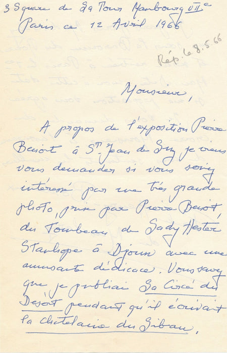 Jean Étienne VALLUY lettre autographe signée Messagerie Maritime Anduze Faris