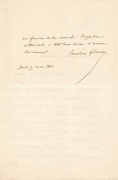 sur AMIEL peindre un cheval Lettre autographe signée CUVILLIER-FLEURY Aumale