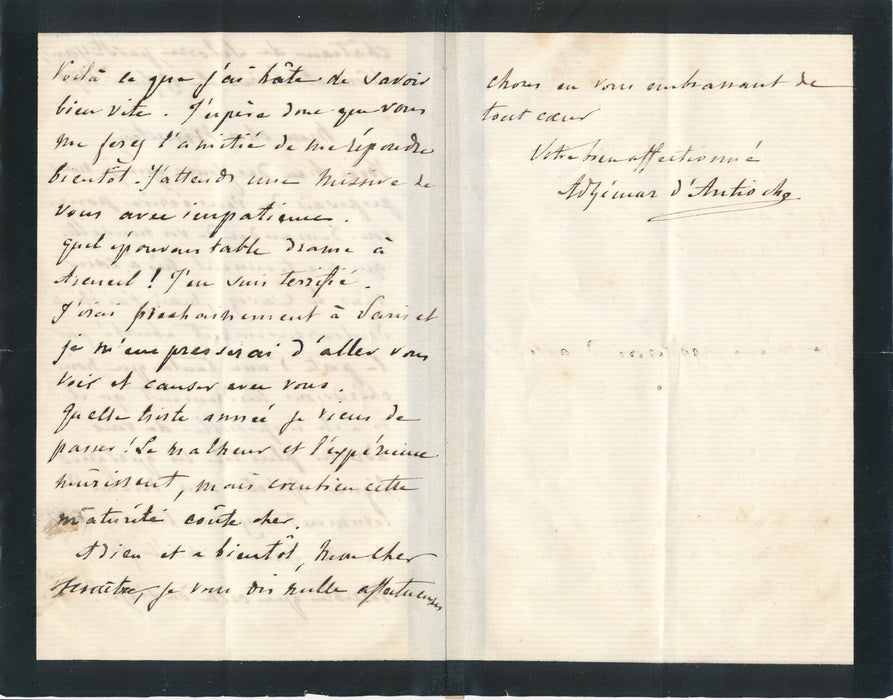 Adhémar d ANTIOCHE 3 lettres autographes signée Commune et guerre 1870 à d'Arsac