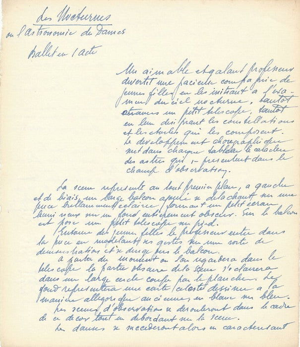 Images à danser manuscrit autographe chorégraphie 14 projets de ballets