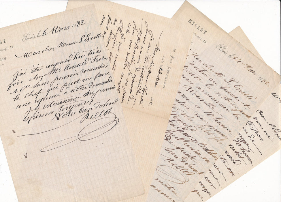 MILLOT, 19 rue Oberkampf 8 lettres à Étienne L’ÉVEILLÉ LEVEILLE petit-fils