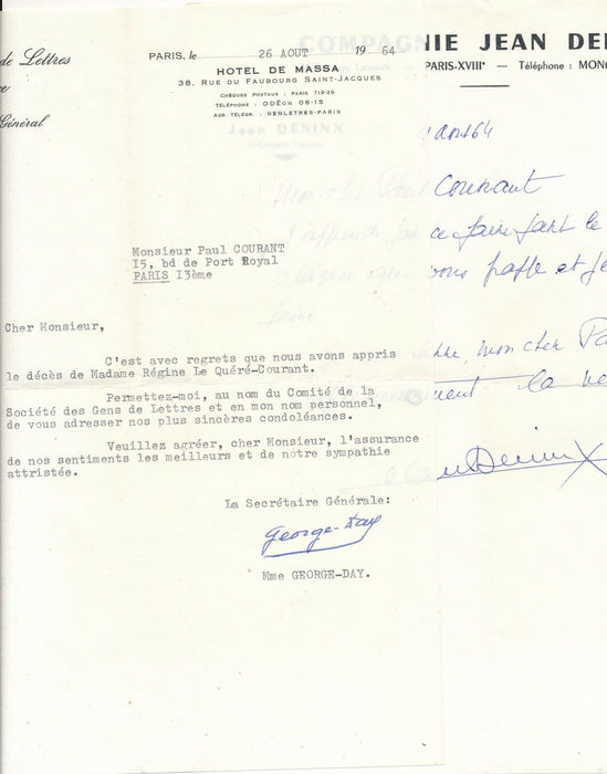 Décès actrice Régine Le Quéré condoléances PAUL-COURANT 13 lettres ou carte