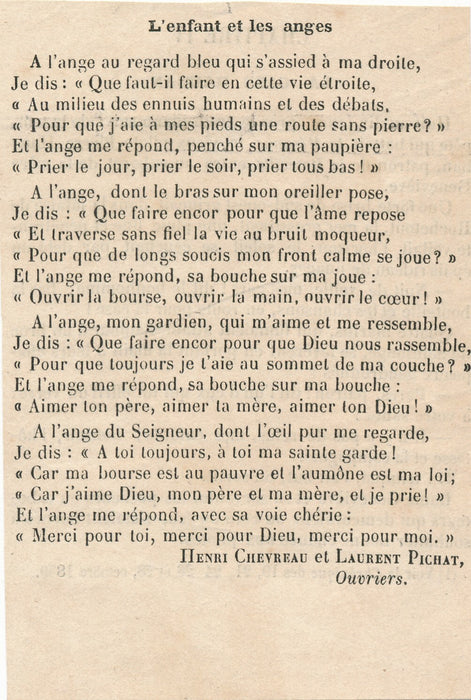 Poème autographe de Jules BUFFET vers 1860 9 strophes et imprimés poésie