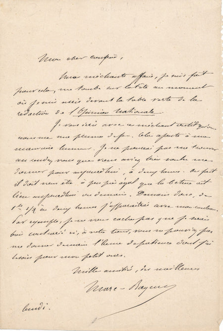 Amusant Auguste-Marc BAYEUX et sa plume de feu lettre autographe signée