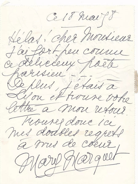 Mary MARQUET actrice 1 lettres autographe et 11 cartes autographes lot !