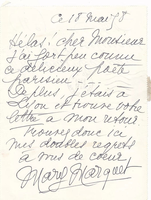 Mary MARQUET actrice 1 lettres autographe et 11 cartes autographes lot !