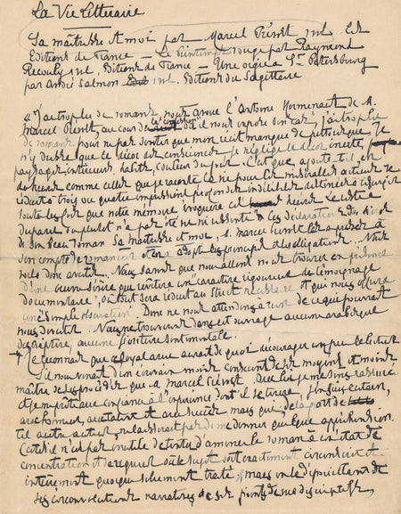 Henri de RÉGNIER Manuscrit autographe signé chronique Vie littéraire Prévost...