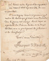 FOURQUET D'HACHETTE à Armand d'Artois soumet une pièce lettre autographe signée