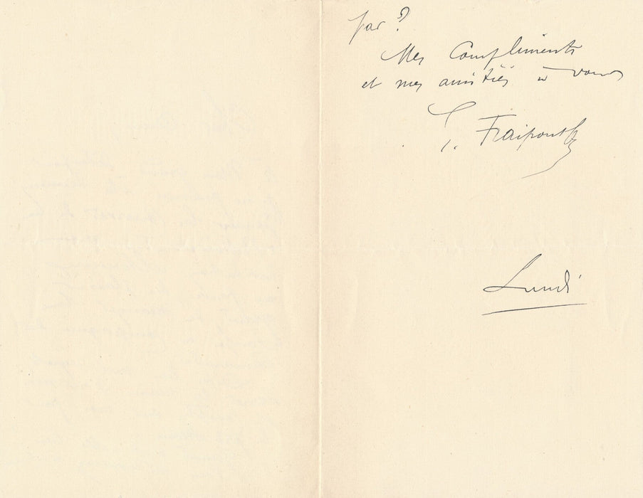 Gustave Fraipont 4 lettres autographes signées et 2 cartes Jambon Nadar humour