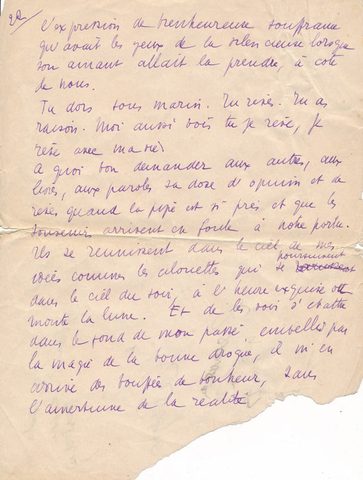 Extase opium, manuscrit autographe anonyme expérience Toulon fumerie