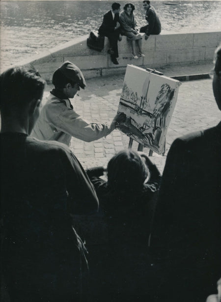 Le peintre quais de la Seine photo photographie fumée vers 1950 peinture