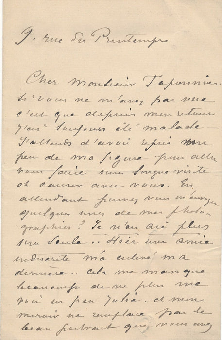 Manoël de GRANDFORT se voit jolie en photographie lettre autographe signée 