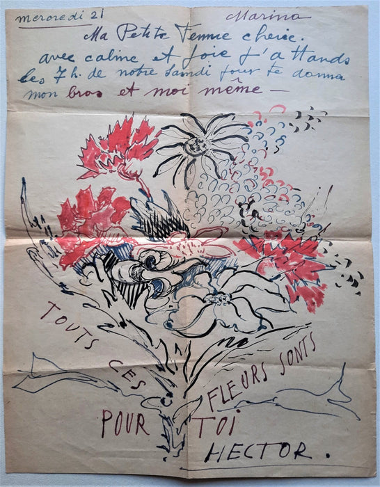 Héctor SGARBI 2 lettres amour illustrées peintre sculpteur uruguayen Uruguay